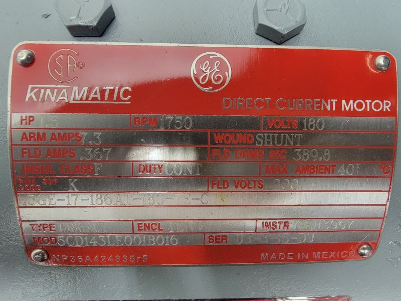 GENERAL ELECTRIC CD186ACY 5CD143LE001B016 180V 7.3A NSNP