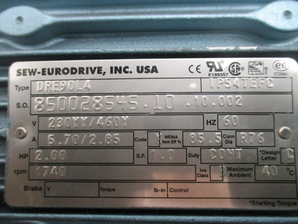 SEW-EURODRIVE S67DRE90L4 230/460V 5.70/2.85A NSNP