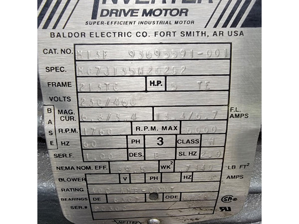BALDOR ELECTRIC M13F 93695591-001 230/460V 13.4/6.7A NSNP