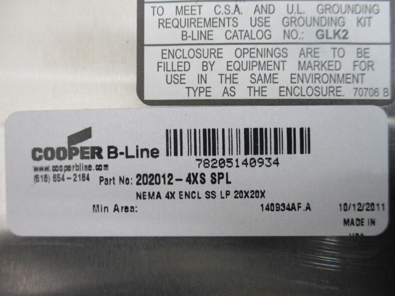 COOPER B-LINE 202012-4XSSPL STAINLESS NSNP