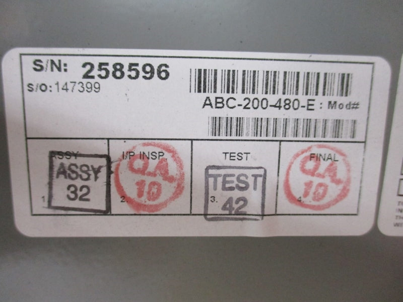 MOTORTRONICS ABC-200-480-E 480VAC 200A NSMP