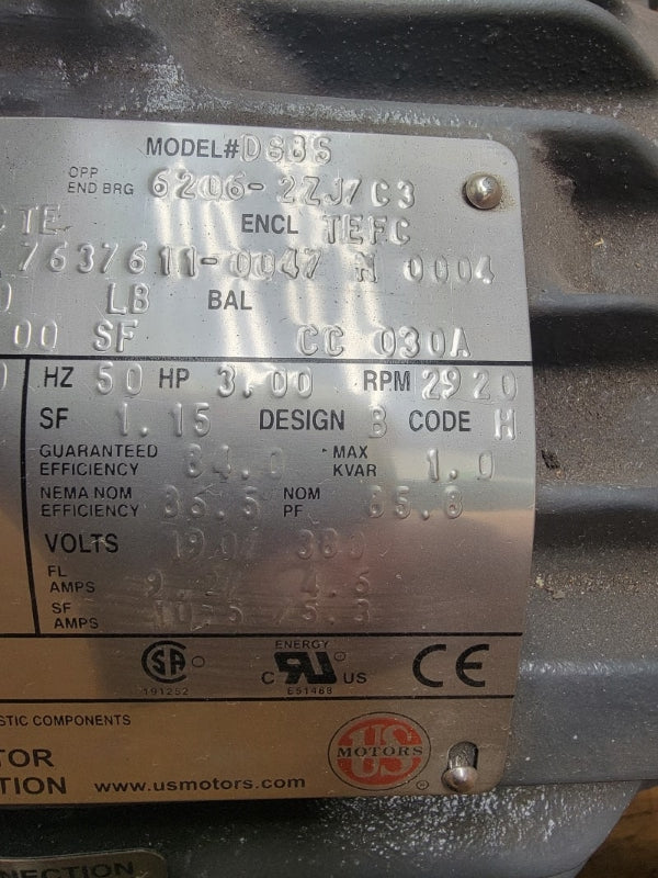 US MOTORS H3P1D 208-230/460V 8.4-7.6/3.8A NSMP