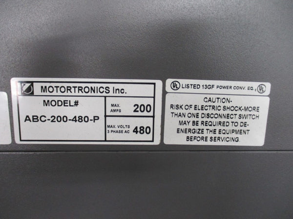 MOTORTRONICS ABC-200-480-E 480VAC 200A NSNP