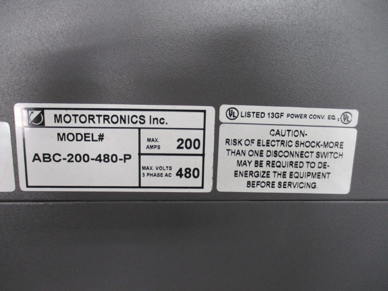 MOTORTRONICS ABC-200-480-E 480VAC 200A NSNP
