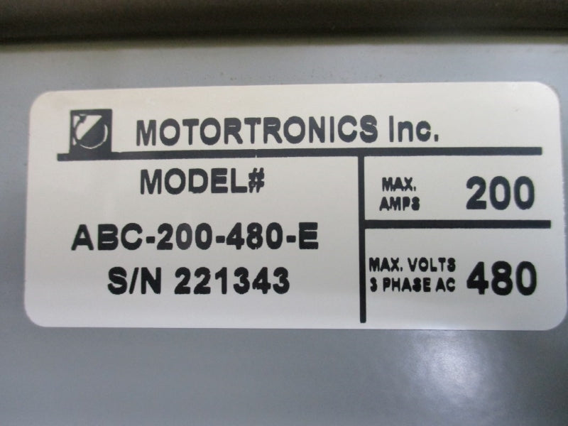 MOTORTRONICS ABC-200-480-E 480VAC 200A NSNP