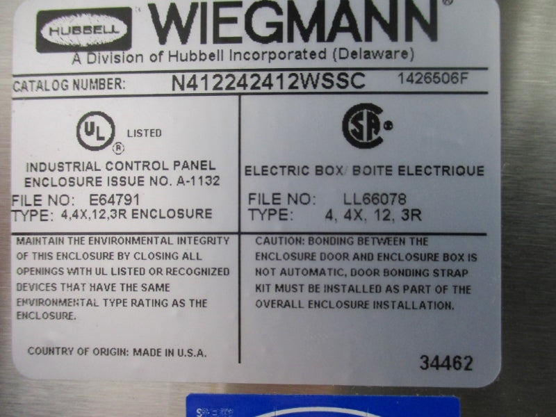WIEGMANN N412242412WSSC 24X24X12 NSMP