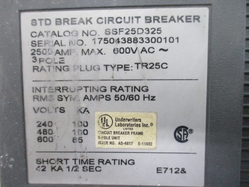 GENERAL ELECTRIC SSF25D325 600VAC 2500A (AS PICTURED) UNMP
