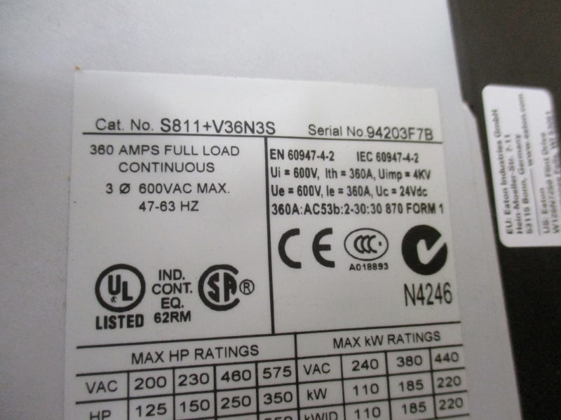 EATON S811+V36N3S 600VAC 360A NSMP