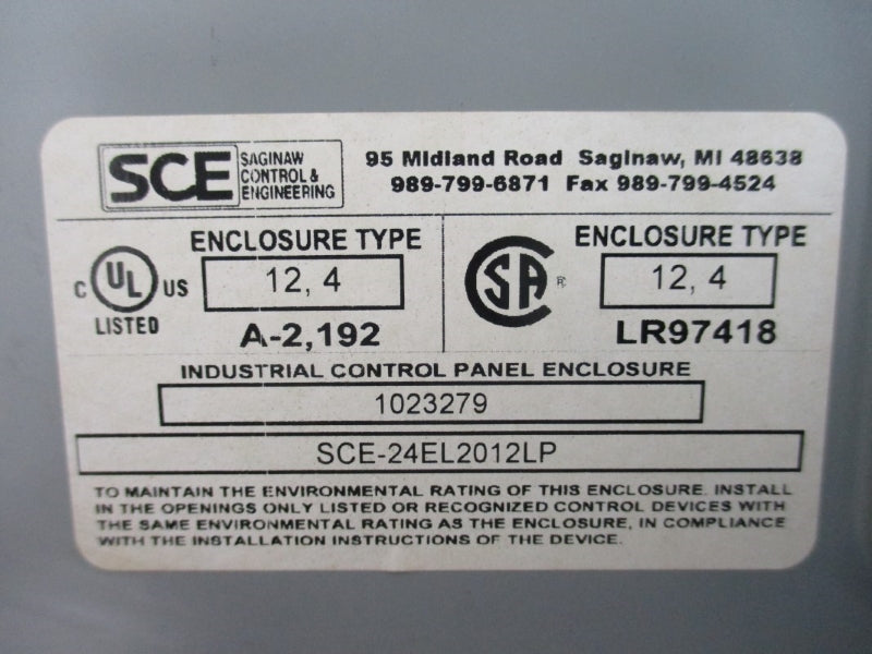 MOTORTRONICS ABC-200-480-E W/ SAGINAW CONTROL ENGINEERING SCE-24EL2012LP 480VAC 200A NSNP