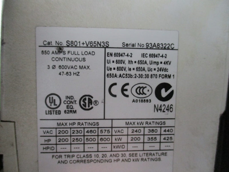 EATON S801+V65N3S 600VAC 650A NSNP