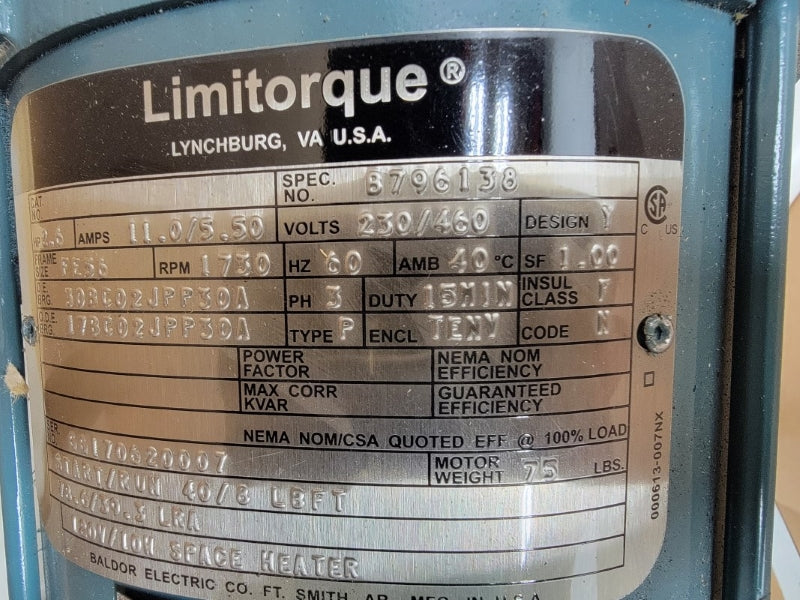 BALDOR ELECTRIC R-290-400-03R1 B796138 230/460V 11.0/5.50A NSMP