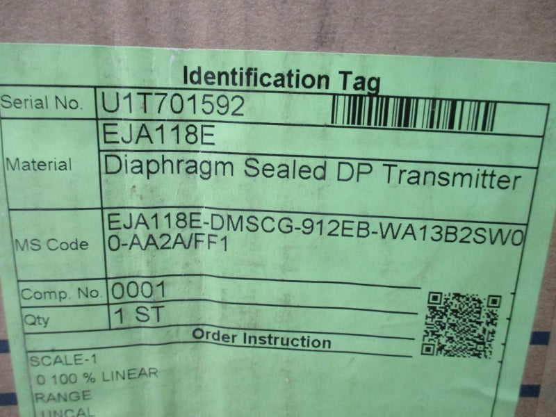 YOKOGAWA EJA118E-DMSCG-912EB-WA13B2SW00-AA2A/FF1 10.5-42VDC NSMP