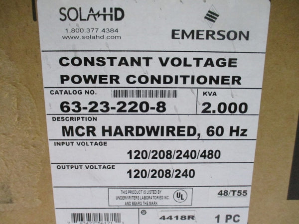 SOLA EMERSON 63-23-220-8 120/208/240/480V NSMP