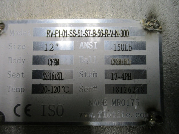 FLOTITE 12" CF8M STAINLESS STEEL RV-F1-01-SS-51-S7-B-56-R-V-N-300  12" NSNP