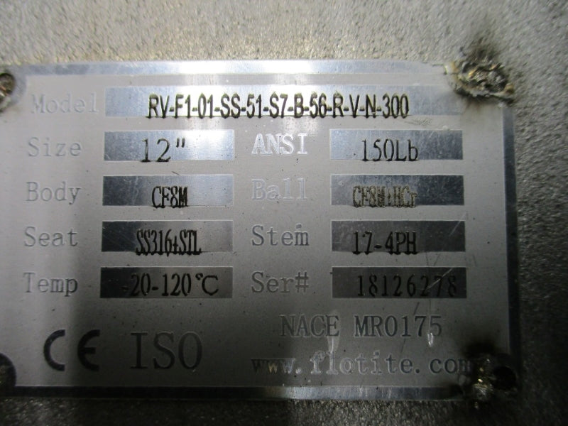 FLOTITE 12" CF8M STAINLESS STEEL RV-F1-01-SS-51-S7-B-56-R-V-N-300  12" NSNP