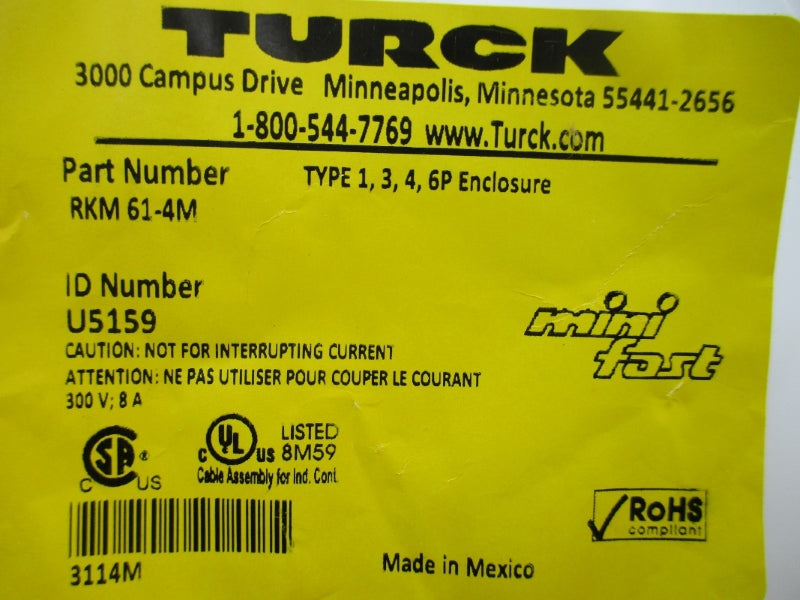 TURCK RKM61-4M U5159 300V 8A NSMP