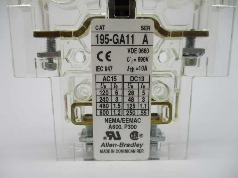 ALLEN BRADLEY 195-GA11 SER. A 600V 1.2A (WH) NSMP