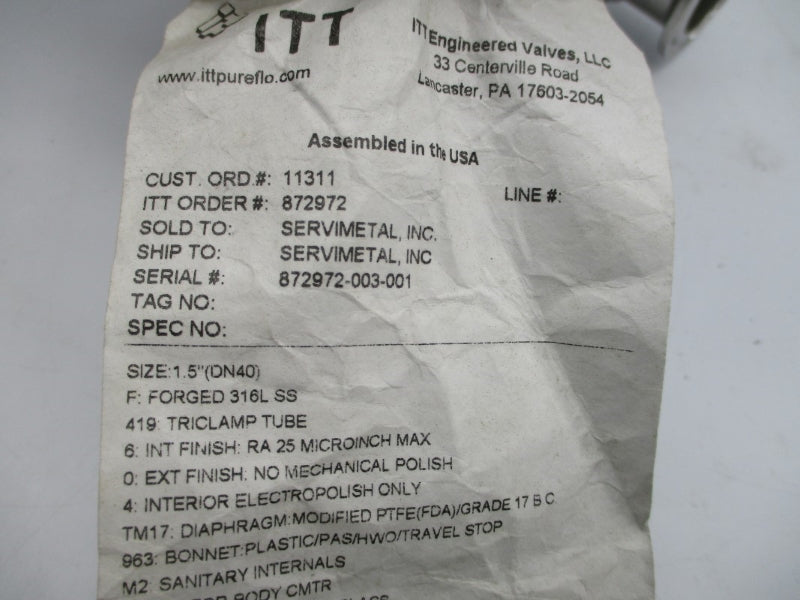 ITT PAS 872972 1-1/2" NSNP