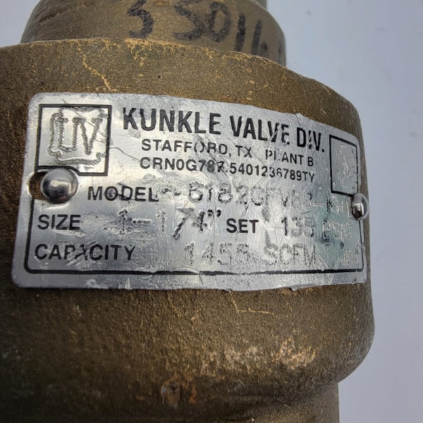 KUNKLE VALVE 6182GFV88-KM 135PSI 1-1/4" NSNP