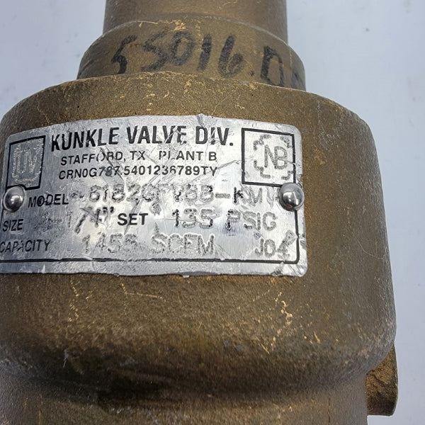 KUNKLE VALVE 6182GFV88-KM 135PSI 1-1/4" NSNP