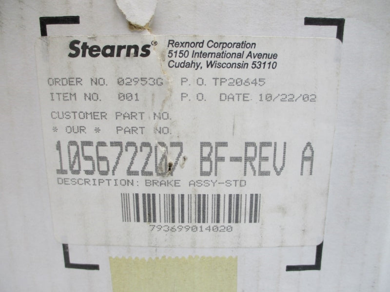 STEARNS 105672207BF 95/115V 4.3/.3A NSMP
