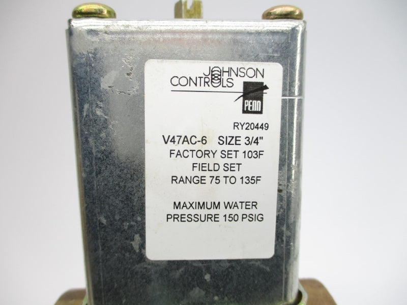 JOHNSON CONTROLS V47AC-6C 150PSI 75-135'F 3/4" NSMP