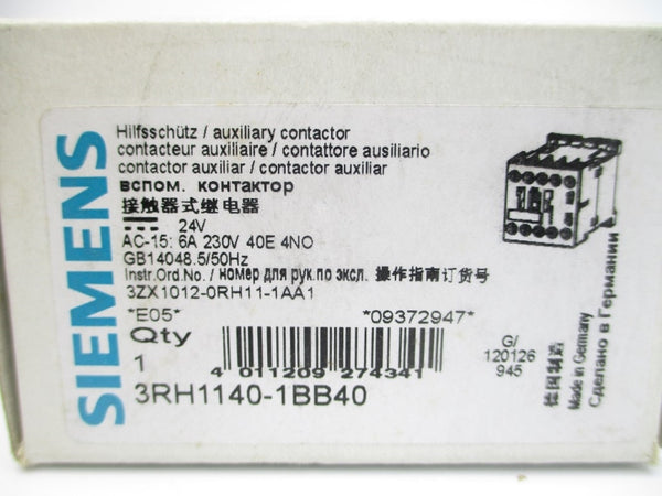 SIEMENS 3RH1140-1BB40 24VDC 10A NSMP