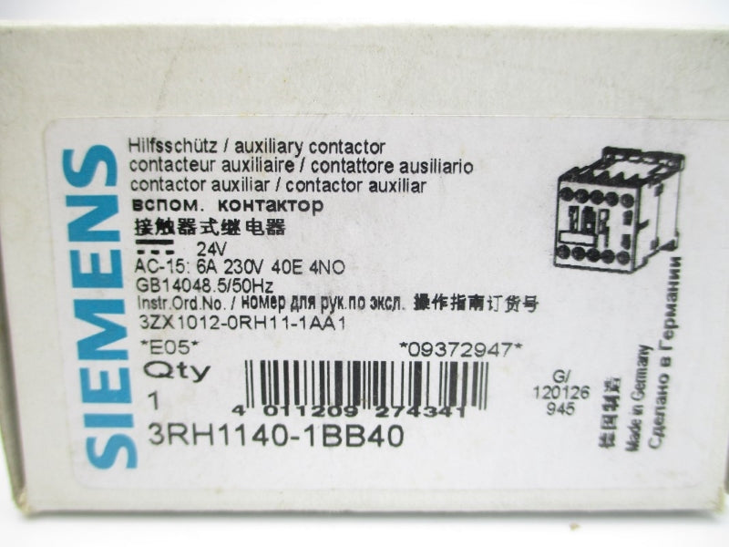 SIEMENS 3RH1140-1BB40 24VDC 10A NSMP