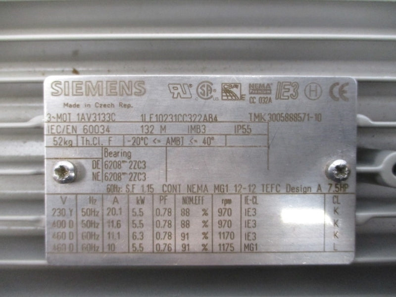 SIEMENS 1LE10231CC322AB4 460V 10A NSNP