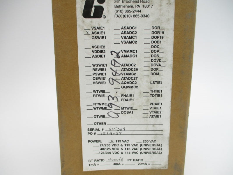 BITRONICS ASAIE1 115VAC NSMP