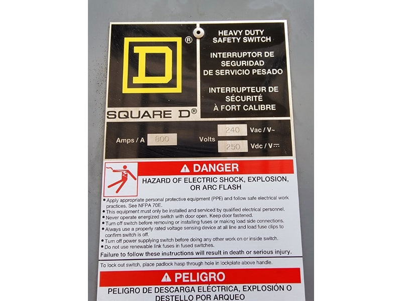 SQUARE D H227NR SER. E04 240VAC 800A (AS PICTURED1) NSNP
