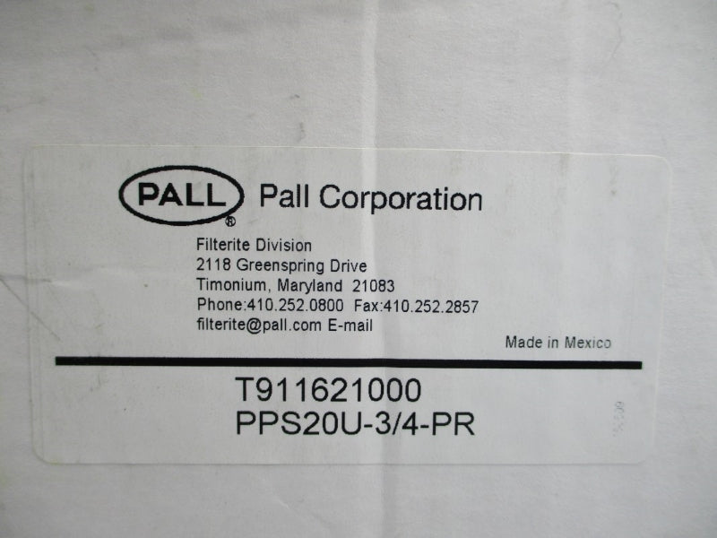 PALL T911621000 PPS20U-3/4-PR 125PSI 125'F NSMP