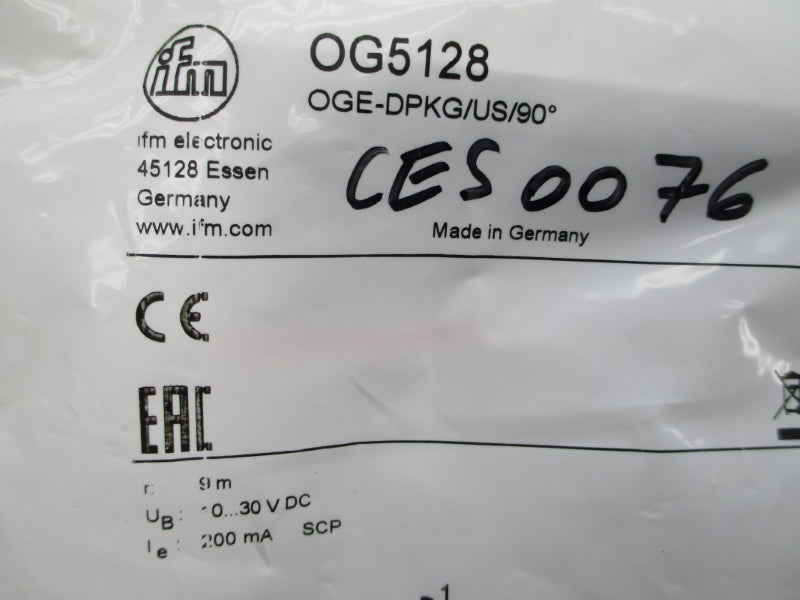 IFM EFECTOR OGE-DPKG/US/90 OG5128 10-30VDC NSMP