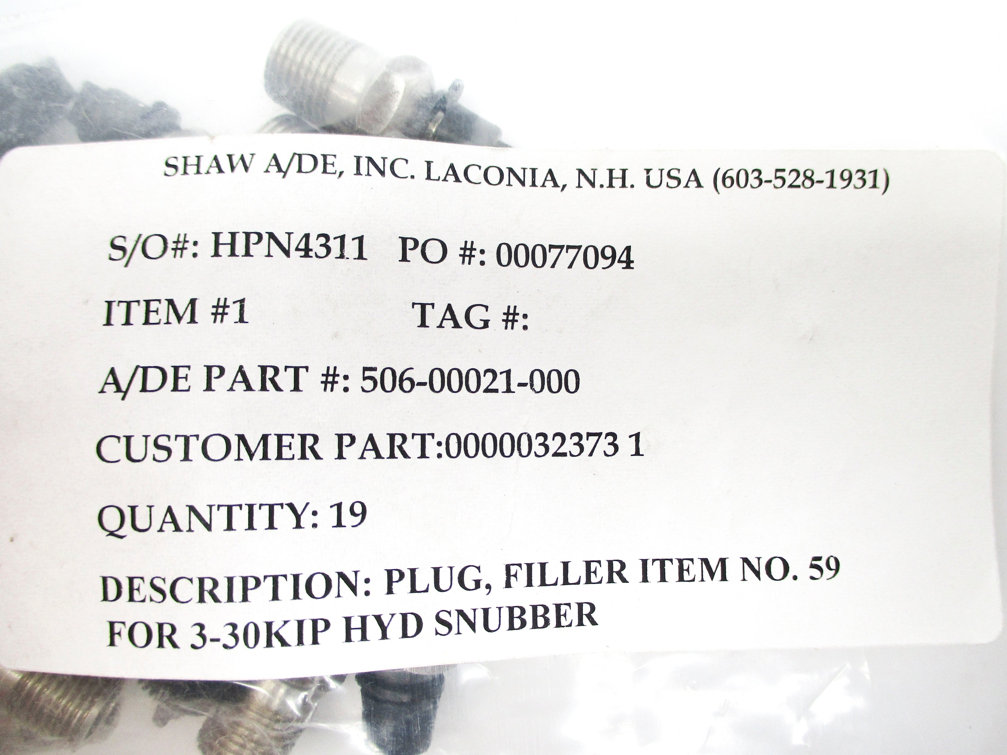 SPARE PART 506-00021-000 (PKG OF 19) NSMP