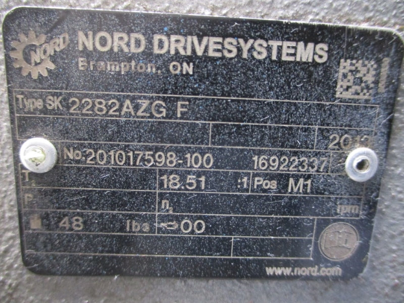 NORD DRIVESYSTEMS SK2282AZGF 112MH/4CUS 332/575V 9.70/5.60A NSNP
