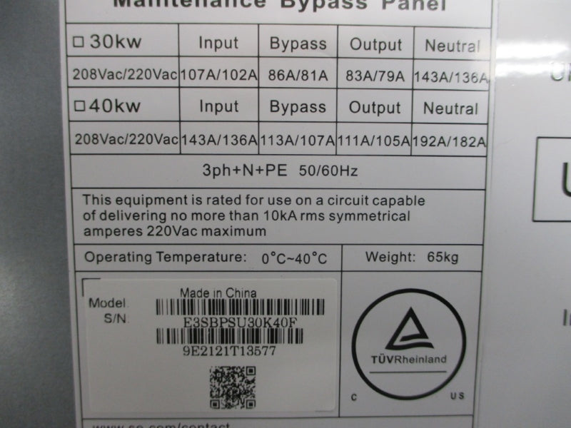 SCHNEIDER ELECTRIC E3SBPSU30K40F 208/220VAC 143/136A NSNP