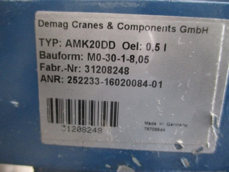 DEMAG CRANES ZBF80A8/2B020 575V 1.20/1.20A NSNP