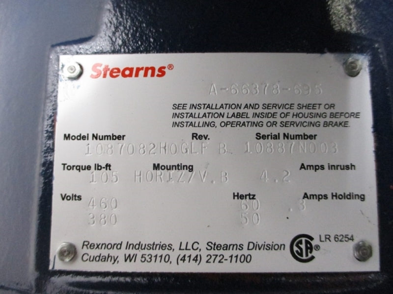 STEARNS 1087082H0GLFB W/ LEESON C16L286THTNA16534AA 460V 24A NSNP