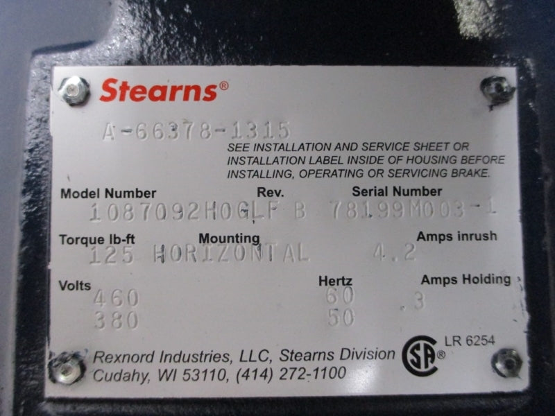 STEARNS 1087092H0GLFB W/ LEESON L14L324THTPA17102AA 460V 26A NSNP