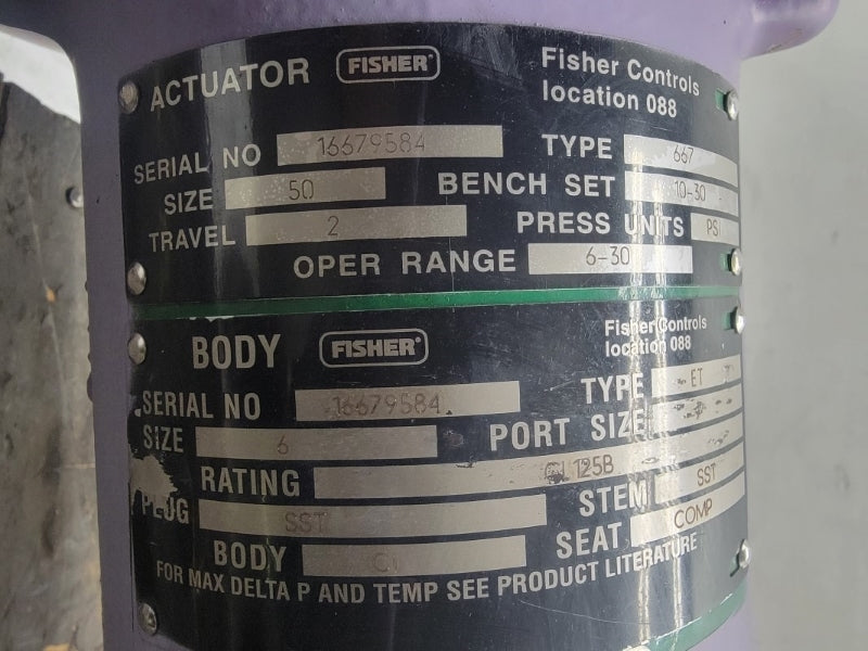 FISHER TYPE 667 ET 10-30PSI 6" UNMP
