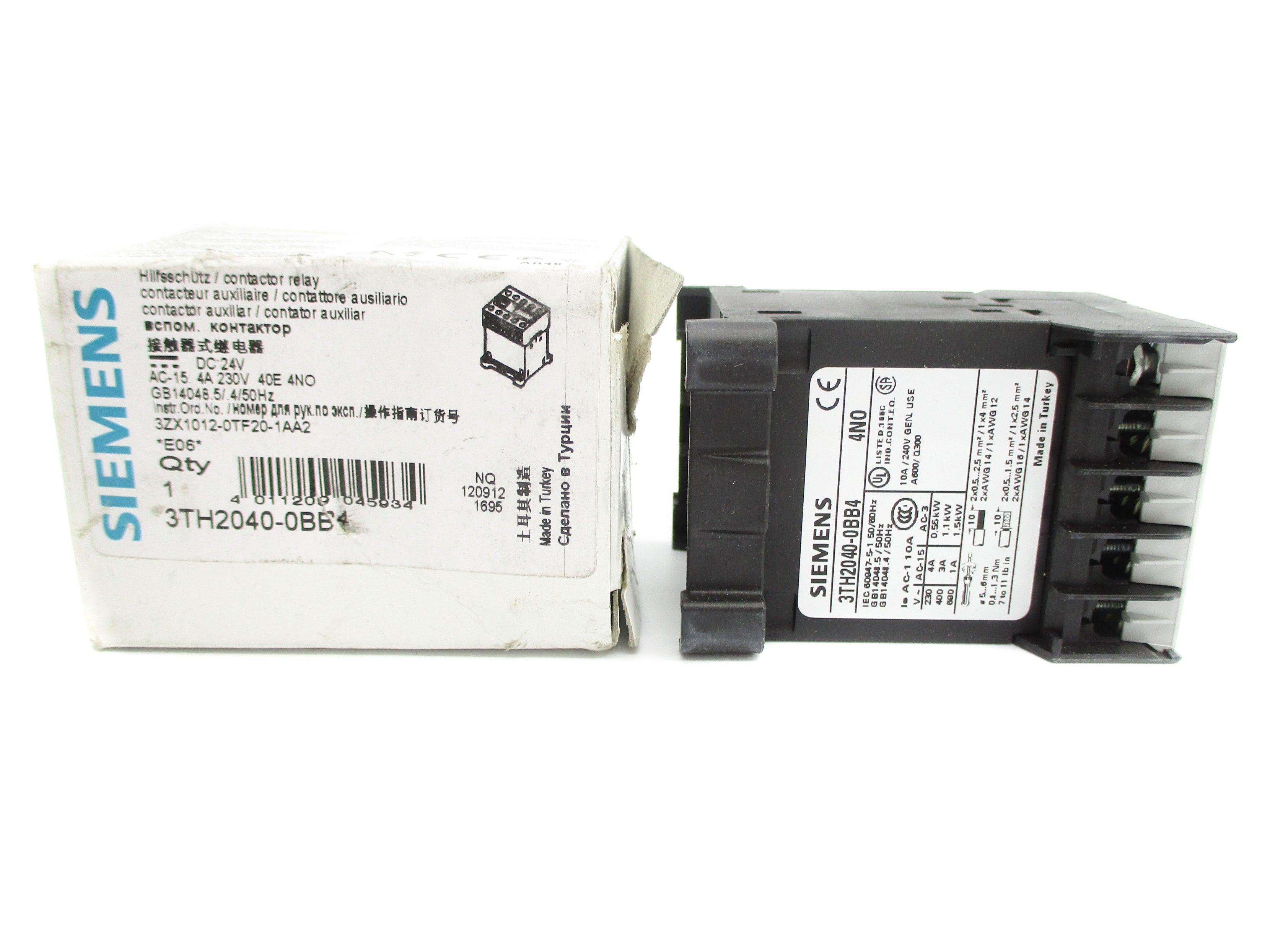 SIEMENS 3TH2040-0BB4 24VDC 10A NSMP