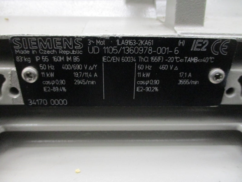 SIEMENS 1LA9163-2KA61 400/690V 19.7/11.4A NSMP
