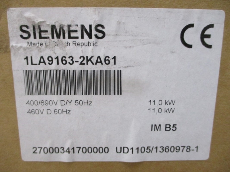 SIEMENS 1LA9163-2KA61 400/690V 19.7/11.4A NSMP