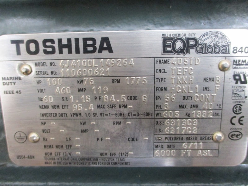 TOSHIBA 4J4100L149264 460V 119A NSMP