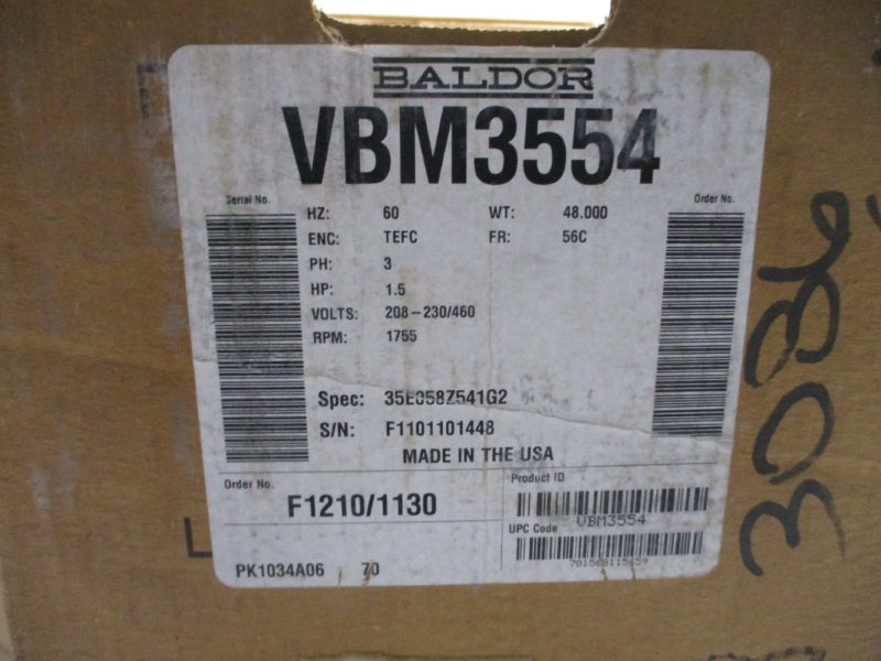 BALDOR VBM3554 208-230/460V 5.1-4.8/2.4A NSMP