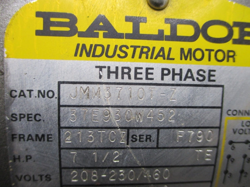 BALDOR JMM3710T-Z 208-230/460V 21.5-20/10A (AS PICTURED) NSNP