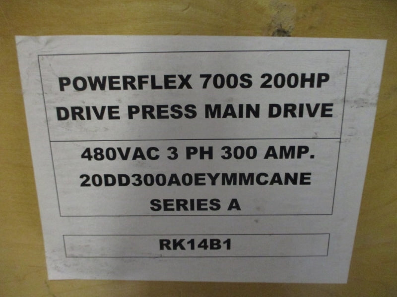 ALLEN BRADLEY 20DD300A0EYNNCANE SER. A F/W 3.004 480VAC 300A NSMP