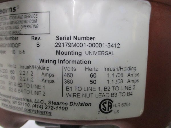 GENERAL ELECTRIC 5KS182SAA345 W/ STEARNS 105603100DQF 230/460V 4.8/2.4A NSMP