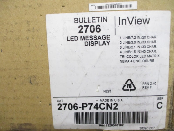 ALLEN BRADLEY 2706-P74CN2 SER. C F/W 2.40 100-240VAC 1.5A NSMP