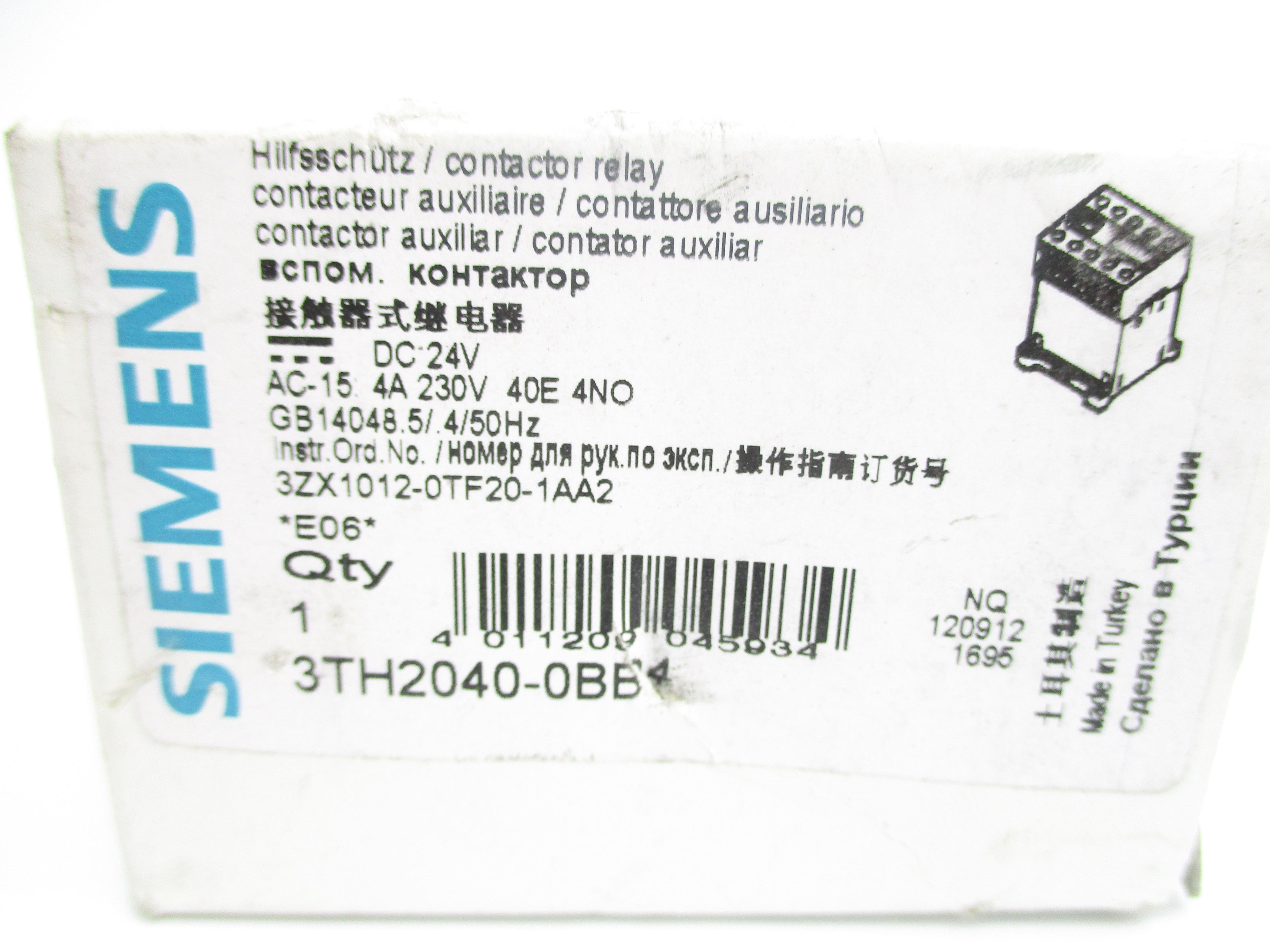 SIEMENS 3TH2040-0BB4 24VDC 10A NSMP